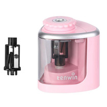 TENWIN Electrical Pencil Sharpener Student Stationery Semi-Automatic Sharpeners Battery Model(Pink)