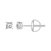 S925 Sterling Silver Platinum-plated Sparkling Square Moissanite Princess Earrings, Size: S