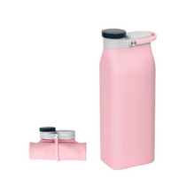 600ml Outdoor Sports Portable Silicone Folding Water Cup Minimalist Travel Large Capacity Milk Bottle(Pink)