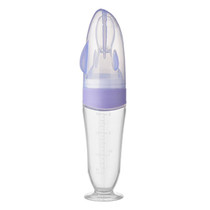 Baby Silicone Bottle Squeezeable Feeding Spoon Childrens Supplementary Bottle Feeder(Purple)