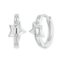 S925 Sterling Silver Platinum-Plated Punk Style Belt Five-Pointed Star Ear Buckle(SCE1726)