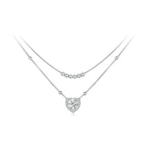 S925 Sterling Silver Platinum Plated Double Layer Moissanite Clavicle Necklace(MSN033)