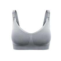 High Elasticity Non-Steel Ring Breastfeeding Bra Maternity Comfort Top Clasp Underwire Bra, Size: M(Gray)