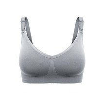 High Elasticity Non-Steel Ring Breastfeeding Bra Maternity Comfort Top Clasp Underwire Bra, Size: S(Gray)