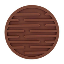 10cm Simple Round Thickened Silicone Coaster Anti-Slip Heat Insulation Anti-Scald Tea Cup Table Mat, Color: Stripe Brown