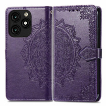 For Tecno Itel A70 Mandala Flower Embossed Leather Phone Case(Purple)