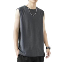 Men Summer Outdoor Vest Basketball Fitness Sports Sleeveless Crew Neck Shirt, Size: L(Dark Gray)