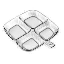 Multipurpose Compartmentalized Spice Tray Four Divided Kitchen Storage Seasoning Plate(Transparent Gray)