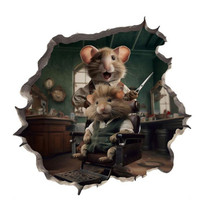 3D Cartoon Mouse Wall Stickers Home Kitchen Animal Decorative Decals, Model: CT70177G-T