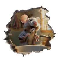 3D Cartoon Mouse Wall Stickers Home Kitchen Animal Decorative Decals, Model: CT70165G-T