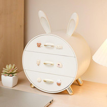 3 Drawer Desktop Storage Box Student Dormitory Cosmetic Multifunctional Shelf, Color: Gold-plated Thickened Milk White