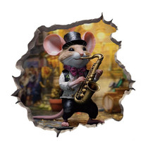 3D Cartoon Mouse Wall Stickers Home Kitchen Animal Decorative Decals, Model: CT70175G-T