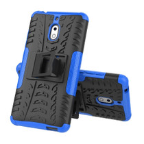 Tire Texture TPU+PC Shockproof Phone Case for Nokia 2.1, with Holder (Blue)