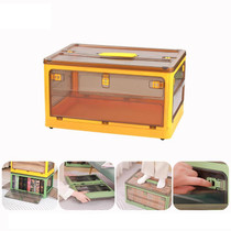 Folding Plastic Storage Box Stackable Storage Organizer with Wheels  37 x 26.5 x 22 cm, Color: Yellow