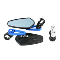 Electric Bike Motorcycle Modified Reversing Retro Rearview Handle Mirror All Aluminum Reflective Rearview Mirror(Blue)