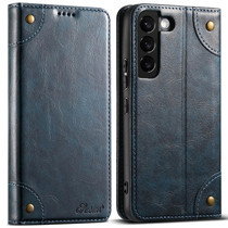 For Samsung Galaxy S22 5G Suteni Baroque Calf Texture Buckle Wallet Leather Phone Case(Blue)