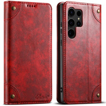 For Samsung Galaxy S23 Ultra 5G Suteni Baroque Calf Texture Buckle Wallet Leather Phone Case(Red)