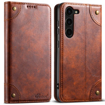 For Samsung Galaxy S24 5G Suteni Baroque Calf Texture Buckle Wallet Leather Phone Case(Khaki)