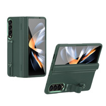 For Samsung Galaxy Z Fold4 Wristband Holder Grain Leather Folding Phone Case(Green)