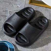 Bathroom Shower Slippers Non-slip Hollow Quick-drying Thick-soled Flip Flops, Size: 36-37(Black)