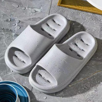 Bathroom Shower Slippers Non-slip Hollow Quick-drying Thick-soled Flip Flops, Size: 36-37(Gray)