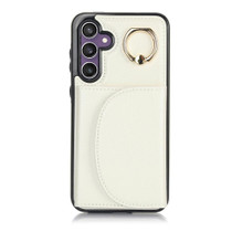 For Samsung Galaxy S23 FE 5G YM007 Ring Holder Card Bag Skin Feel Phone Case(White)