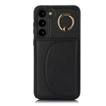 For Samsung Galaxy S23 5G YM007 Ring Holder Card Bag Skin Feel Phone Case(Black)