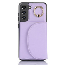 For Samsung Galaxy S22 5G YM007 Ring Holder Card Bag Skin Feel Phone Case(Purple)