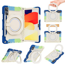 For Xiaomi Redmi Pad SE Armor Portable Rotating Ring Holder Silicone Tablet Case(Colorful Blue)