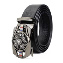 Dandali Scratch-Resistant Wrapped Edge Automatic Buckle Belt Mens Casual Waistbone Belt, Size: 120cm(Black)