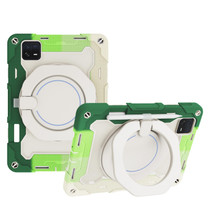 For Xiaomi Pad 6/6 Pro Armor Portable Rotating Ring Holder Silicone Tablet Case(Colorful Green)