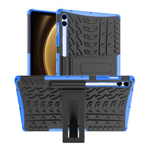 For Samsung Galaxy Tab S9 FE+ Tire Texture TPU + PC Tablet Case with Holder(Blue)
