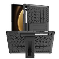 For Samsung Galaxy Tab S9 FE+ Tire Texture TPU + PC Tablet Case with Holder(Black)