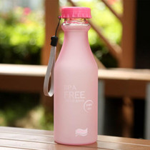 550mL Frost Leak-proof Plastic Portable Soda Bottle Sealed Simple Student Handy Beverage Bottle(Pink)