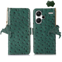 For Xiaomi Redmi Note 13 Pro+ Ostrich Pattern Genuine Leather RFID Phone Case(Green)