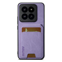 For Xiaomi 13 Suteni H02 Litchi Leather Card Wallet Stand Back Phone Case(Purple)