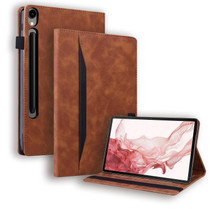 For Samsung Galaxy Tab S9 Ultra /S8 Ultra Splicing Shockproof Leather Tablet Case(Brown)