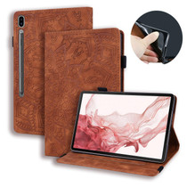 For Samsung Galaxy Tab S9 Ultra Calf Texture Embossed Leather Tablet Case(Brown)