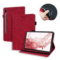 For Samsung Galaxy Tab S9 FE Calf Texture Embossed Leather Tablet Case(Red)