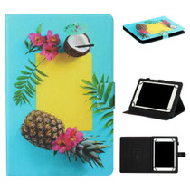 For 10 inch Tablet PC Universal Coloured Drawing Pattern Horizontal Flip Leather Case with Holder & Card Slot(Pineapple)