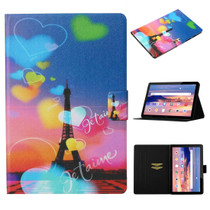 For Huawei MediaPad T3 10 Coloured Drawing Pattern Horizontal Flip Leather Case with Holder & Card Slot & Sleep / Wake-up Function(Romantic Tower)