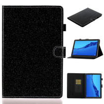 For Huawei MediaPad M5 lite Glossy Glitter Powder Horizontal Flip Leather Case with Holder & Card Slot & Sleep / Wake-up Function(Black)