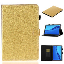 For Huawei MediaPad M5 lite Glossy Glitter Powder Horizontal Flip Leather Case with Holder & Card Slot & Sleep / Wake-up Function(Gold)