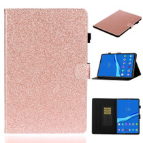 For Lenovo Tab M10 Plus TB-X606F Glossy Glitter Powder Horizontal Flip Leather Case with Holder & Card Slot & Sleep / Wake-up Function(Rose Gold)