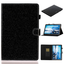 For Lenovo Tab M10 TB-X605F / X505 Glossy Glitter Powder Horizontal Flip Leather Case with Holder & Card Slot(Black)