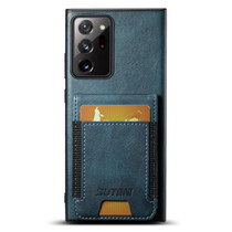For Samsung Galaxy Note20 Ultra 5G Suteni H03 Oil Wax Leather Wallet Stand Back Phone Case(Blue)