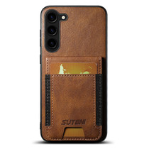 For Samsung Galaxy S23 FE 5G Suteni H03 Oil Wax Leather Wallet Stand Back Phone Case(Brown)
