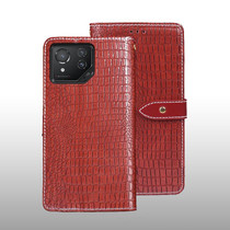 For ASUS ROG Phone 8 idewei Crocodile Texture Leather Phone Case(Red)