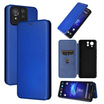 For ASUS ROG Phone 8 Pro Carbon Fiber Texture Flip Leather Phone Case(Blue)