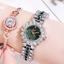 Gedi 52004 Ladies Quartz Diamond Bracelet Watch(Silver Shell Green Plate)